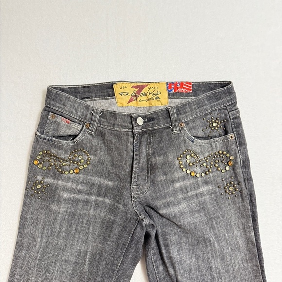 Vintage 7 For All Mankind Bedazzled Size 28 Gray Boot Cut Jeans - Picture 4 of 6